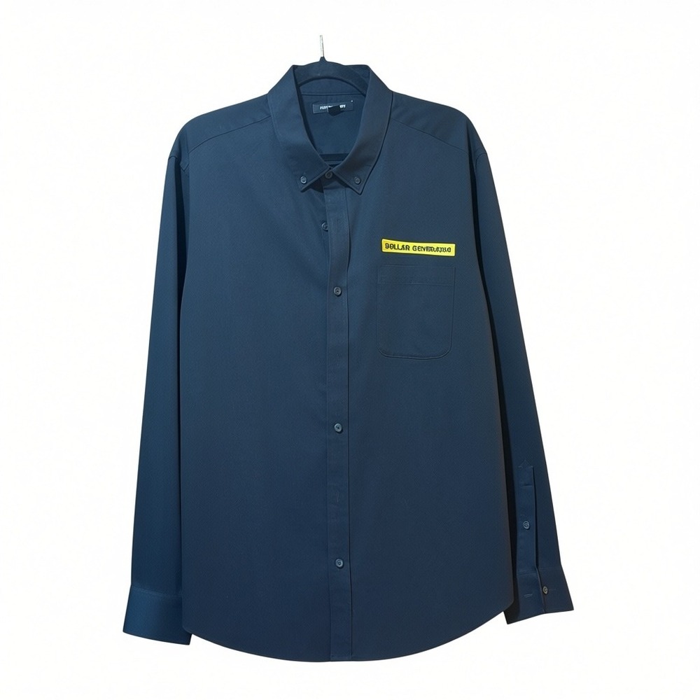 PORT AUTHORITY BLACK BUTTON UP DOLLAR GENERAL SHIRT SIZE XL EUC